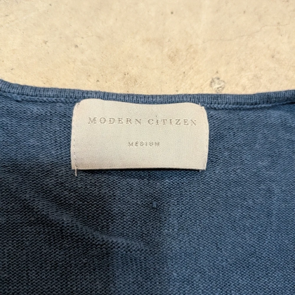 Modern Citizen Teal V-neck Women's M Linen Viscose Long Sleeve Sweater